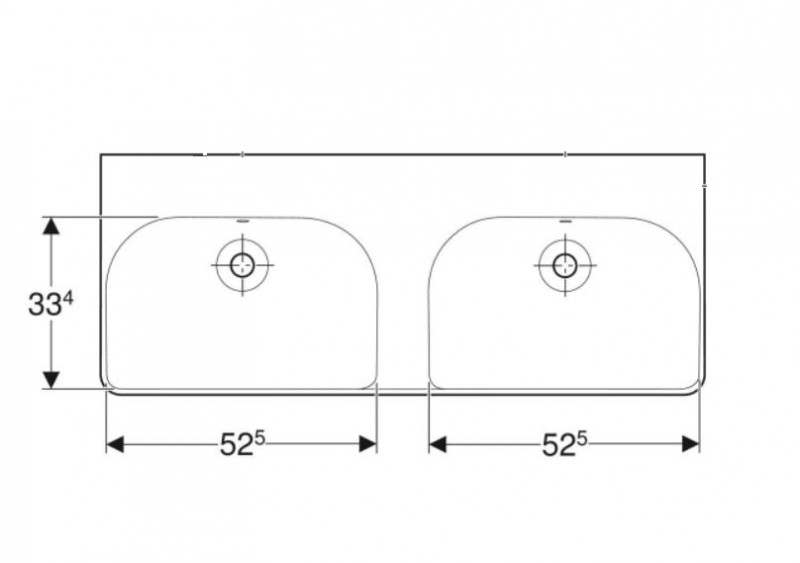 Geberit Smyle Square umywalka podwójna 120x48 cm bez otworów 500.224.01.1