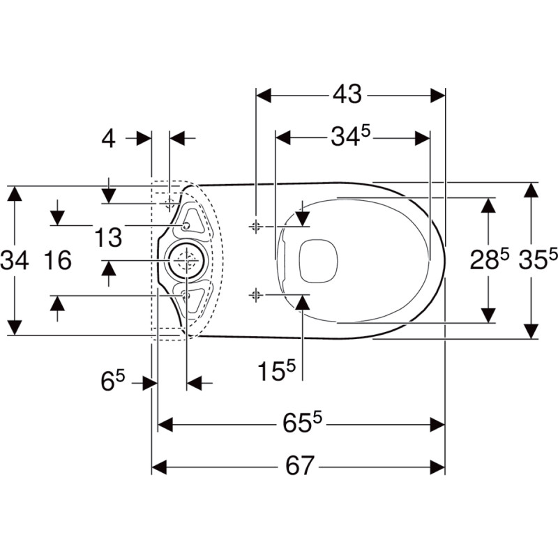 Geberit Selnova muszla stojaca do kompaktu odpływ poziomy 500.283.01.5