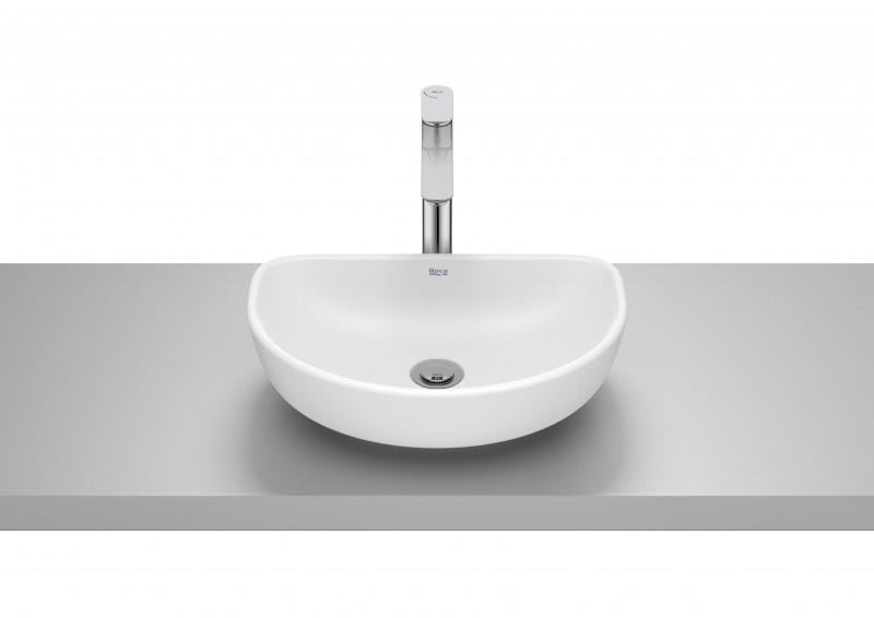 Roca Optica mała umywalka nablatowa półokrągła 45x30 biały mat A327C10620