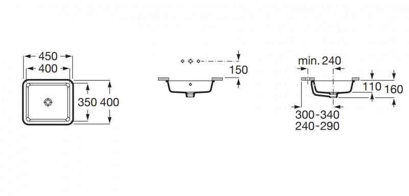 Roca Gap Square umywalka podblatowa prostokątna 40x35 biały Supraglaze A3270YES00