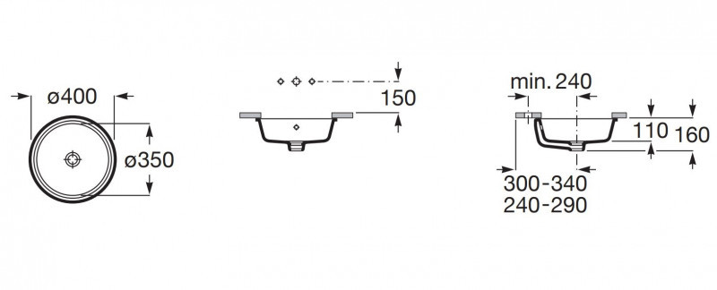 Roca Gap Round umywalka podblatowa okrągła 35x35 biały Supraglaze A3270YBS00