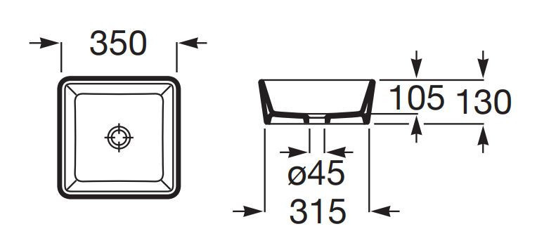 Roca Optica mała umywalka nablatowa kwadratowa 35x35 biały mat A327B12620