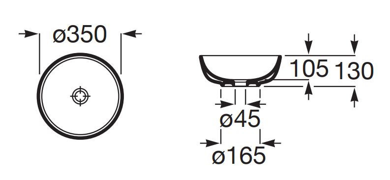 Roca Optica mała umywalka nablatowa okrągła 35x35 czarny mat A327C12080