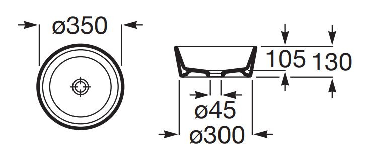 Roca Optica mała umywalka nablatowa okrągła 35x35 biały połysk A327B15000