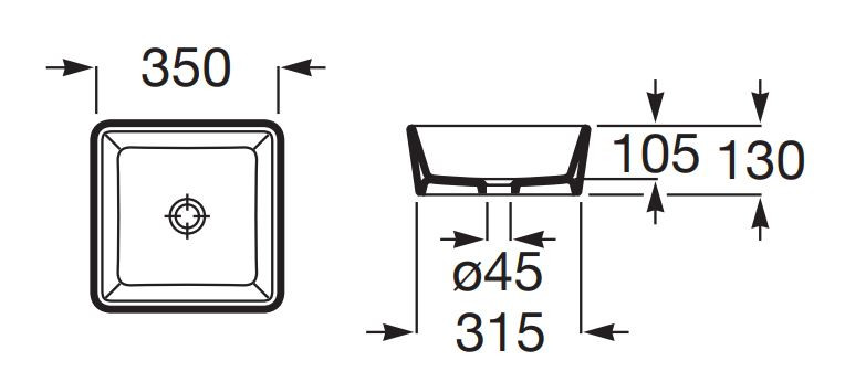Roca Optica mała umywalka nablatowa kwadratowa 35x35 biały połysk A327B12000