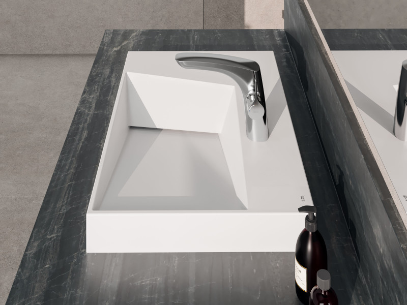 Roca Horizon Geometric umywalka nablatowa z otworem na baterię biały połysk A32727600B