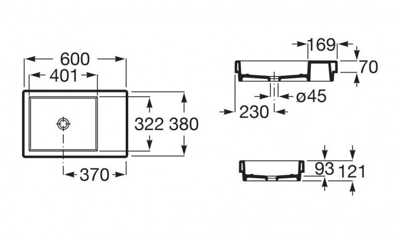 Roca Horizon Skyline umywalka nablatowa bez otworu na baterię biały mat A32727562B