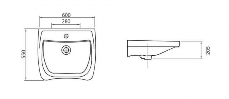 Sapho HANDICAP umywalka dla niepełnosprawnych 60x55 cm 5160