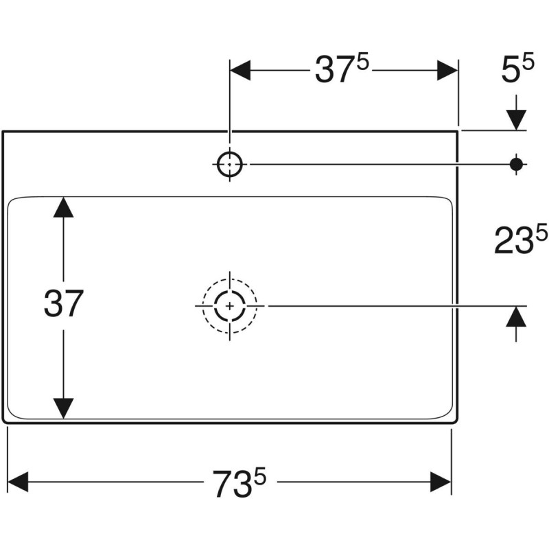 Geberit ONE umywalka 75x48 cm, z otworem na baterię, KeraTect 505.020.01.2