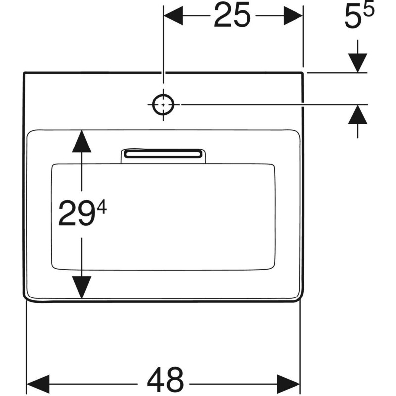 Geberit ONE umywalka stawiana na blat 50x41 cm, odpływ poziomy,  z otworem na baterię, KeraTect 505.024.00.1