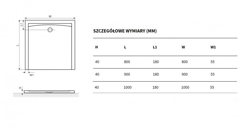Excellent Forma X brodzik kwadratowy niski 90x90 struktura biały BREX.1402.090.090.WHN