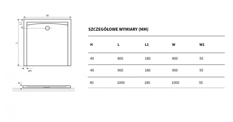 Excellent Forma X brodzik kwadratowy niski 90x90 struktura czarny BREX.1402.090.090.BLN