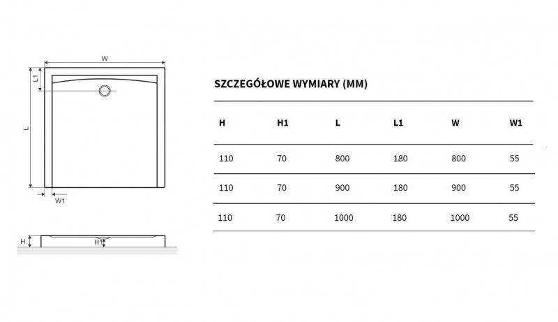 Excellent Forma Compact X brodzik kwadratowy wysoki 100x100 struktura czarny BREX.1402.100.100.BLC