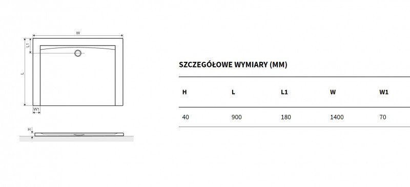 Excellent Forma X brodzik prostokątny niski 140x90 struktura czarny BREX.1403.140.090.BLN