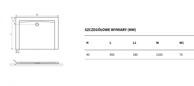 Excellent Forma X brodzik prostokątny niski 120x90 struktura biały BREX.1403.120.090.WHN