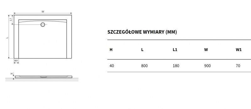Excellent Forma X brodzik prostokątny niski 90x80 struktura czarny BREX.1403.090.080.BLN