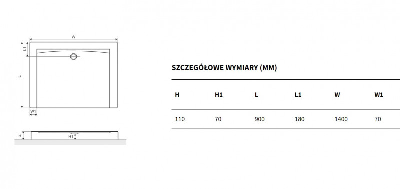 Excellent Forma Compact X brodzik prostokątny wysoki 140x90 struktura czarny BREX.1403.140.090.BLC