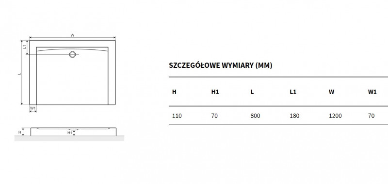 Excellent Forma Compact X brodzik prostokątny wysoki 120x80 struktura czarny BREX.1403.120.080.BLC