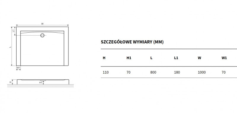 Excellent Forma Compact X brodzik prostokątny wysoki 100x80 struktura czarny BREX.1403.100.080.BLC