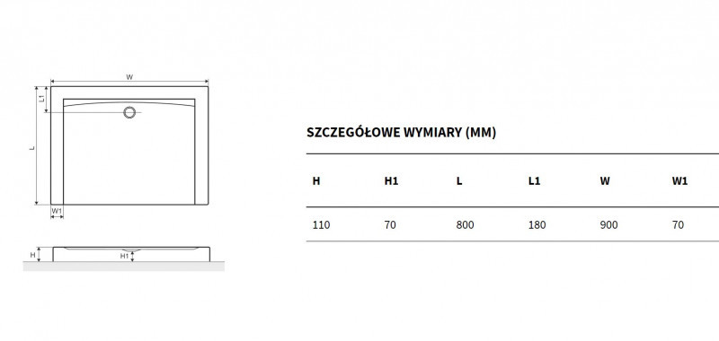 Excellent Forma Compact X brodzik prostokątny wysoki 90x80 struktura czarny BREX.1403.090.080.BLC