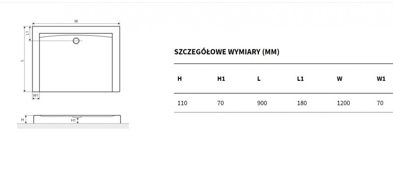 Excellent Forma Compact X brodzik prostokątny wysoki 120x90 struktura biały BREX.1403.120.090.WHC