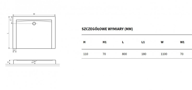 Excellent Forma Compact X brodzik prostokątny wysoki 110x80 struktura biały BREX.1403.110.080.WHC