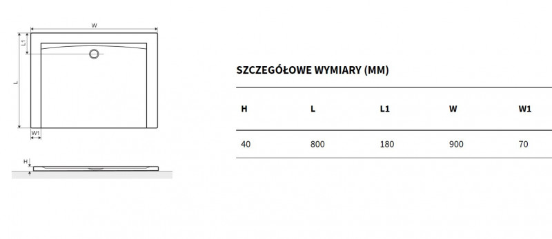 Excellent Forma X brodzik prostokątny niski 90x80 struktura biały BREX.1403.090.080.WHN