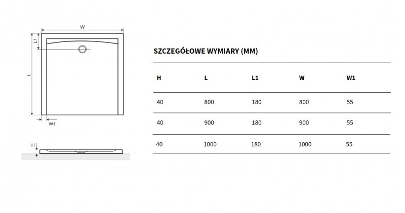 Excellent Forma X brodzik kwadratowy niski 80x80 struktura biały BREX.1402.080.080.WHN