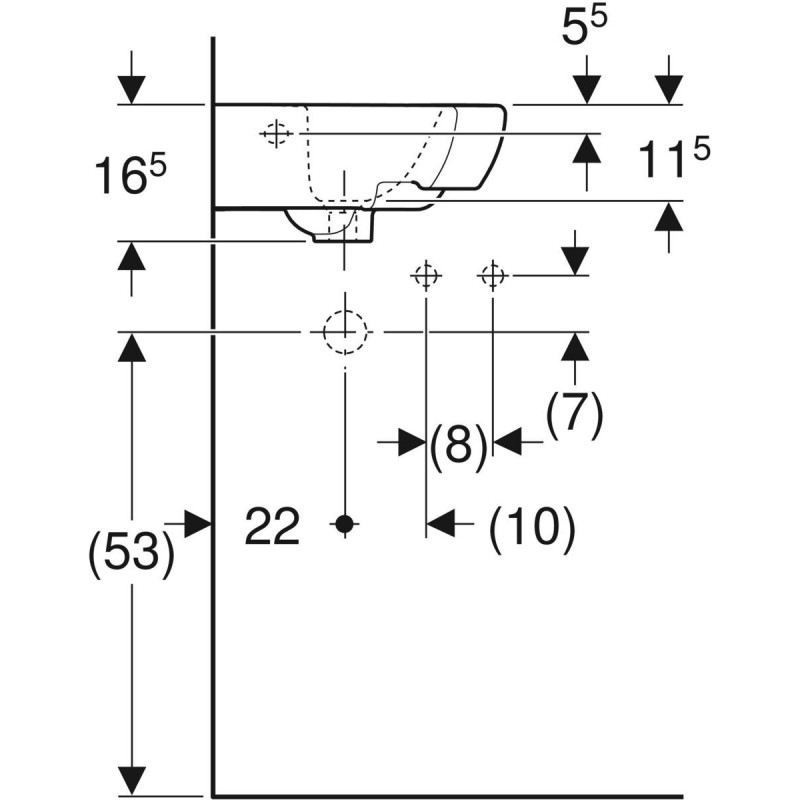 Geberit Selnova mała umywalka narożna 29x29 cm z otworem biały 500.326.01.5