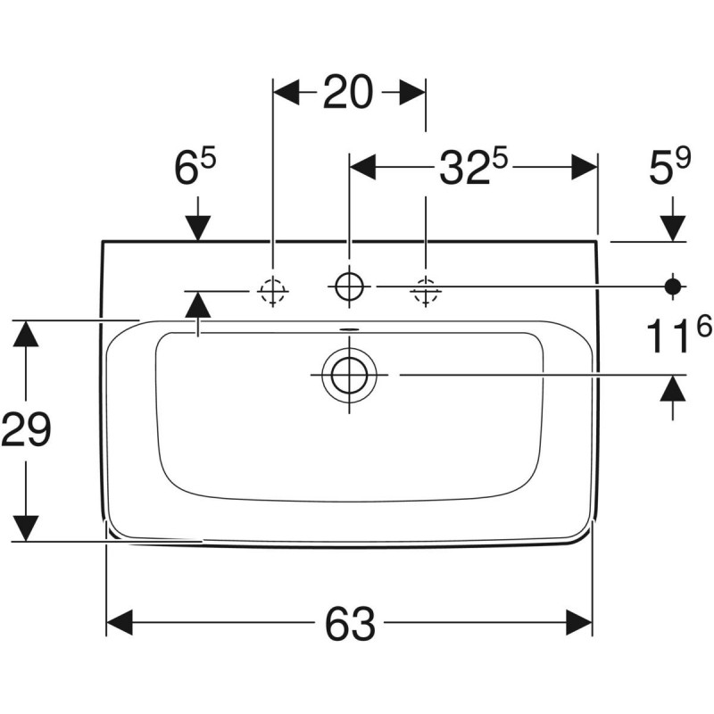 Geberit Selnova Square Compact umywalka wisząca 65x40 cm biały 501.890.00.7