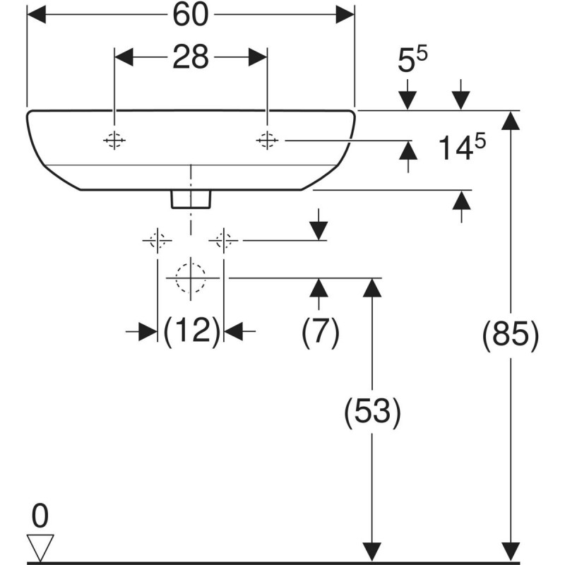 Geberit Selnova umywalka wisząca 60x48 cm z otworem biały 500.305.01.7