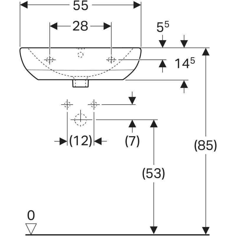 Geberit Selnova umywalka wisząca 55x44 cm z otworem biały 500.315.01.7