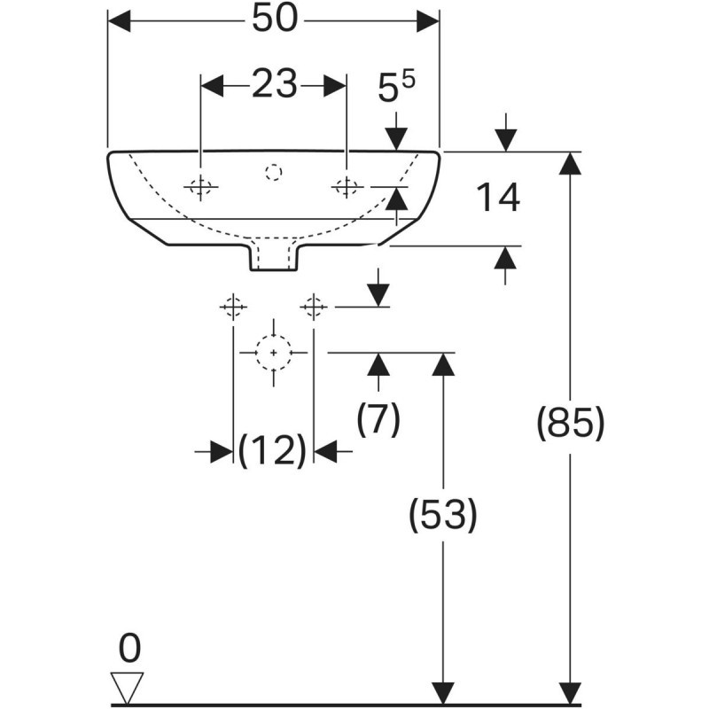 Geberit Selnova umywalka wisząca 50x41 cm z otworem biały 500.295.01.7