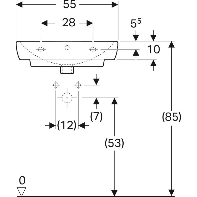 Geberit Selnova Square umywalka wisząca 55x44 cm biały 500.290.01.7