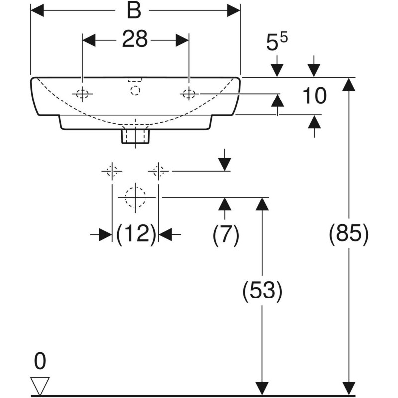Geberit Selnova Square umywalka wisząca 65x48 cm biały 500.299.01.5
