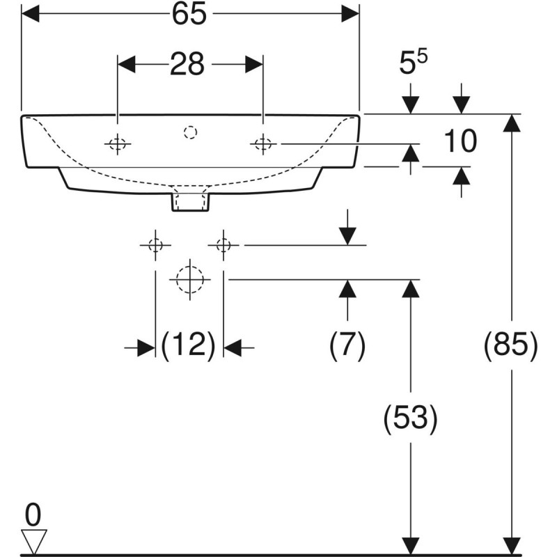 Geberit Selnova Square Compact umywalka wisząca 65x40 cm biały 501.890.00.7