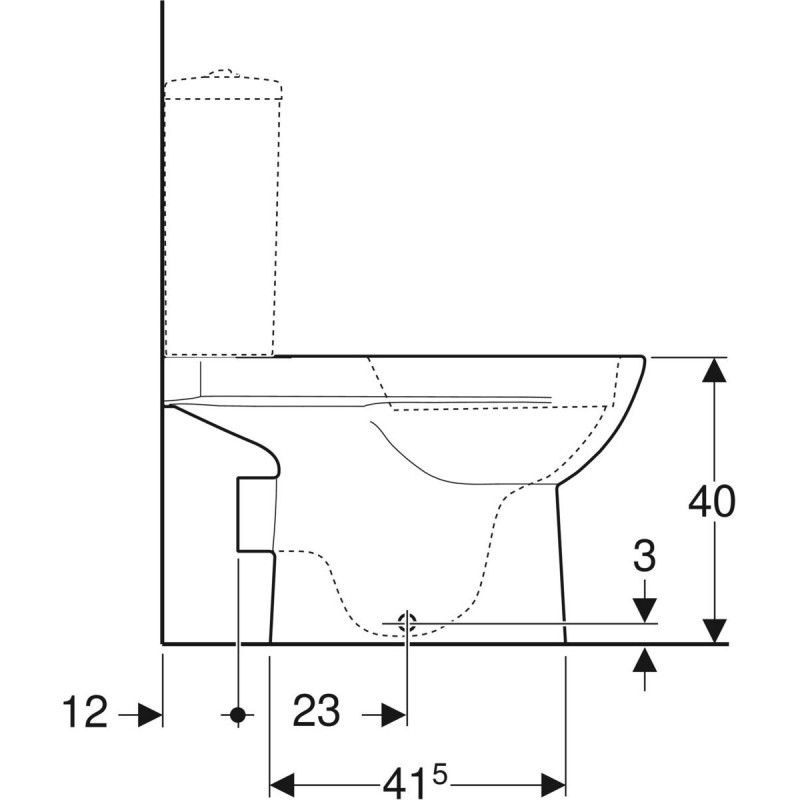 Geberit Selnova muszla stojaca do kompaktu odpływ poziomy Rimfree 500.285.01.7