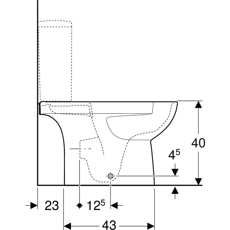 Geberit Selnova muszla stojaca do kompaktu odpływ uniwersalny 500.488.01.7
