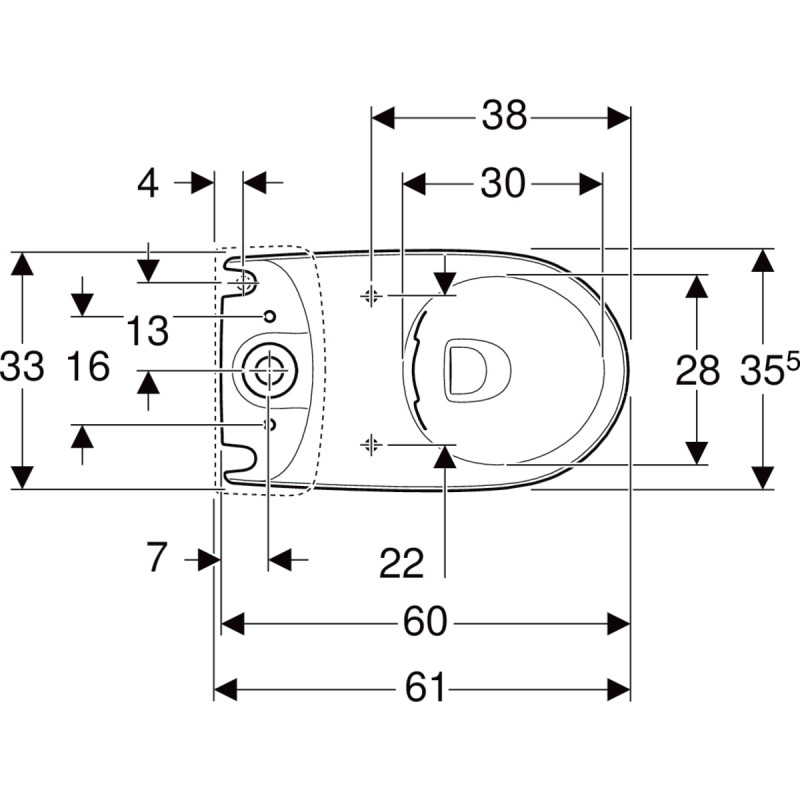 Geberit Selnova Compact muszla stojaca krótka 60 cm do kompaktu odpływ uniwersalny 500.478.01.7