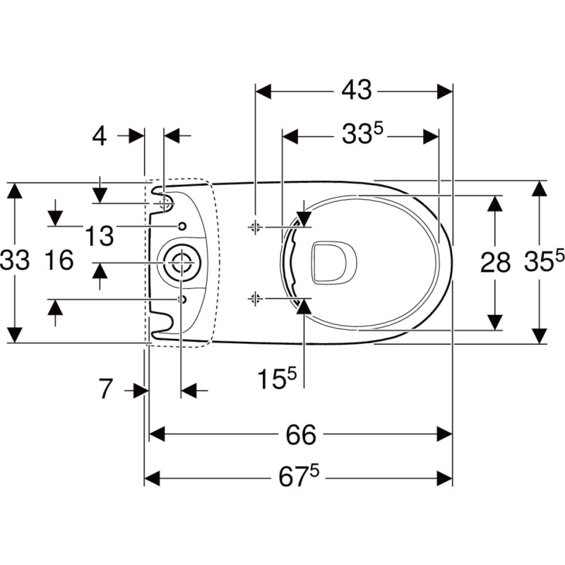 Geberit Selnova muszla stojaca do kompaktu odpływ uniwersalny 500.488.01.7