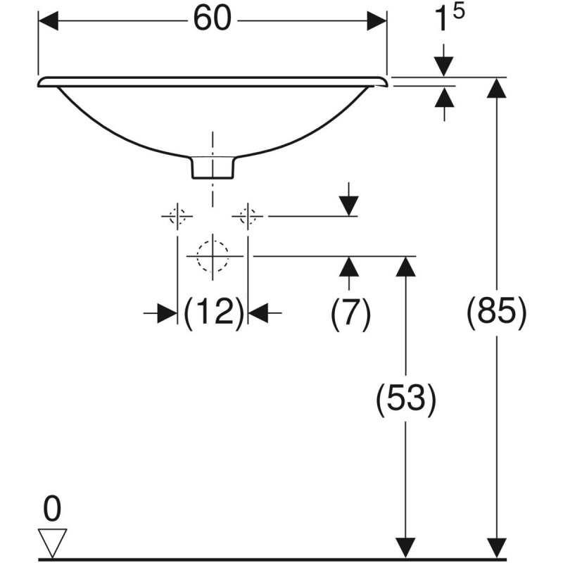 Geberit Selnova Square umywalka wpuszczana w blat 60x45 cm biały 500.307.01.7