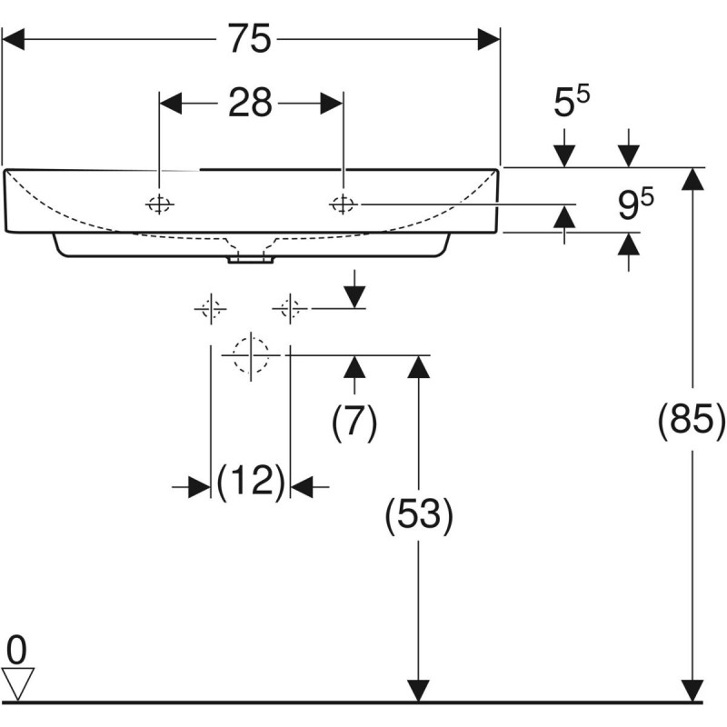 Geberit ONE umywalka 75x48 cm, z otworem na baterię, KeraTect 505.020.01.2