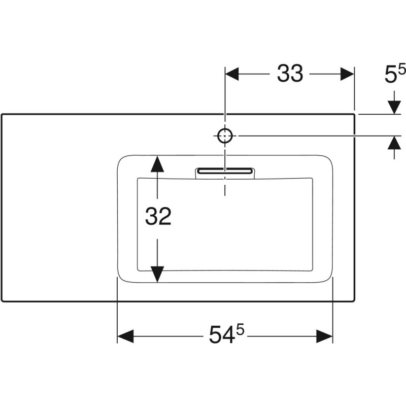 Geberit ONE umywalka meblowa z blatem po lewej 90x48 cm, odpływ poziomy,z otworem na baterię, KeraTect 505.009.00.1