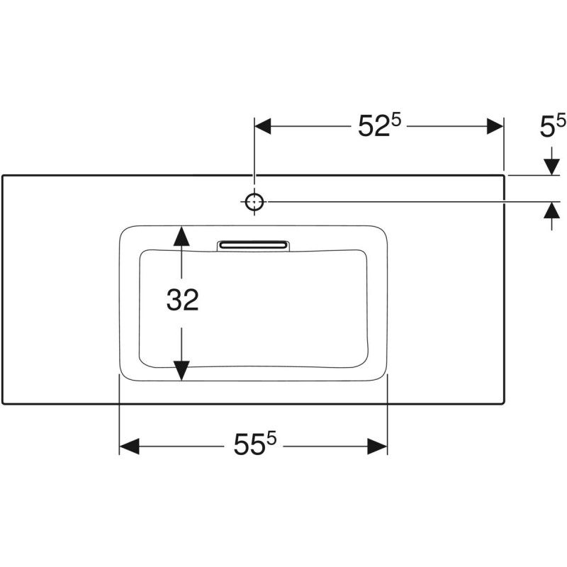 Geberit ONE umywalka meblowa z blatem 105x48 cm, odpływ poziomy, z otworem na baterię, KeraTect 505.015.00.1