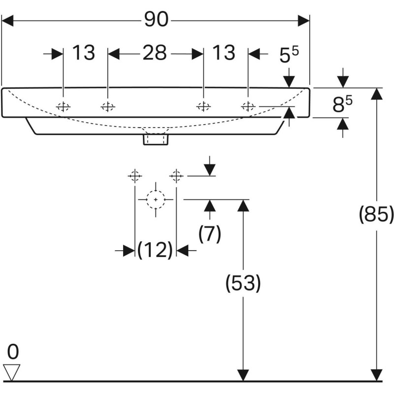 Geberit Smyle Square umywalka wisząca 90x48 cm bez otworu na baterię 500.250.01.1