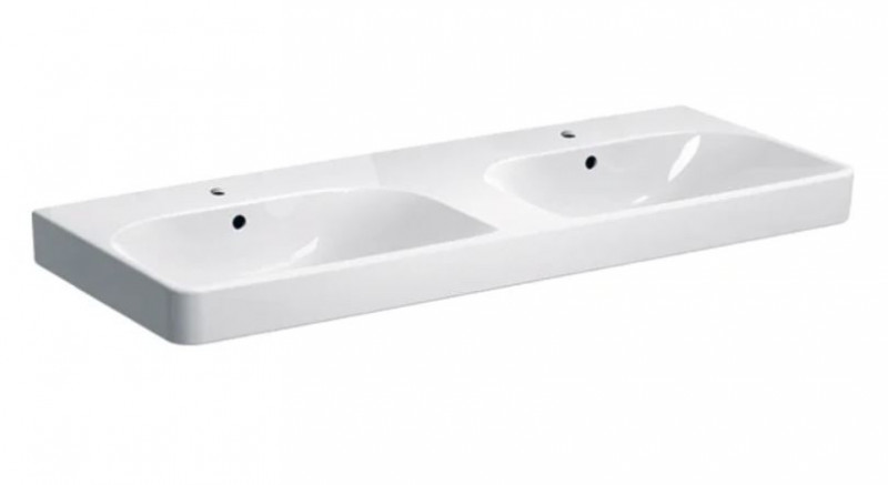 Geberit Smyle Square umywalka podwójna 120x48 cm z 2 otworami 500.223.01.1