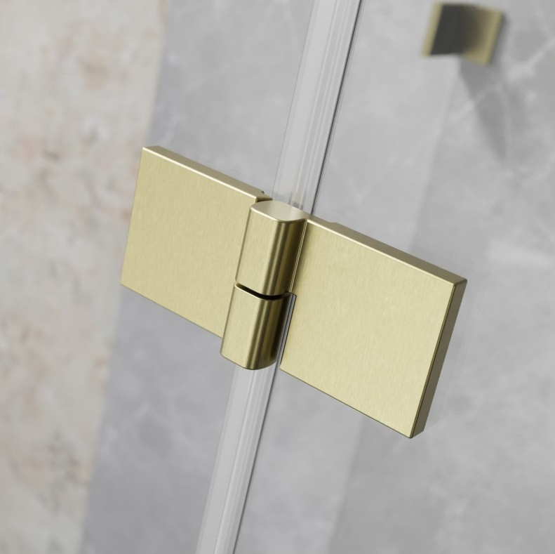 Radaway Essenza Pro Brushed Gold KDD kabina prostokątna 90Lx100R drzwi otwierane złoty szczotkowany Easy Clean 10096090-99-01L + 10096100-99-01R