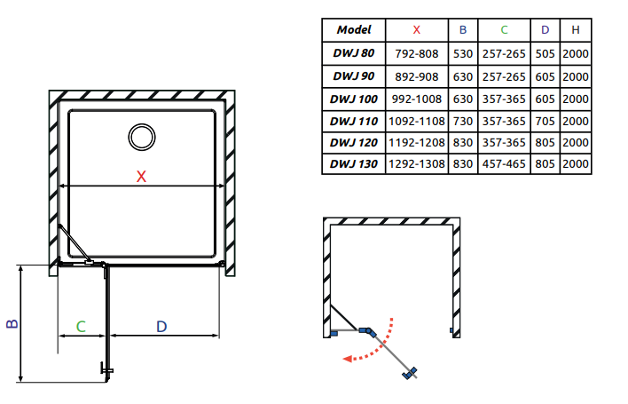 Radaway Essenza Pro Brushed Gold DWJ drzwi wnękowe otwierane 100 cm prawe złoty szczotkowany Easy Clean 10099100-99-01R