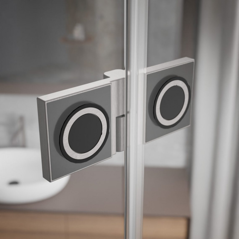 Radaway Essenza Pro Brushed Nickel PTJ kabina pięciokątna 100x90 drzwi otwierane lewe nikiel szczotkowany Easy Clean 10100000-91-01L + 10100900-01-01