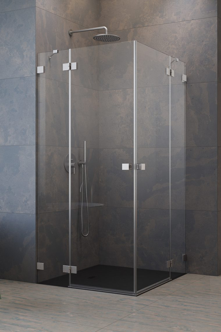 Radaway Essenza Pro Brushed Nickel KDD kabina kwadratowa 80x80 drzwi otwierane nikiel szczotkowany Easy Clean 10096080-91-01L + 10096080-91-01R